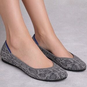 Rothy’s Women’s Size 9 The Flat Round Toe Grey Python Snake Print Ballet Flats
